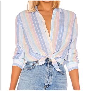 Rails pastel Easter Spring striped button up shirt sz medium Charli linen